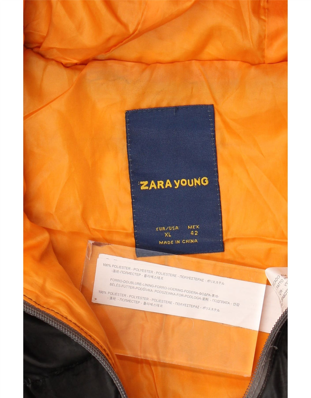 Wyściełana kurtka chłopięca z kapturem Zara 13-14 lat XL, czarna, poliestrowa