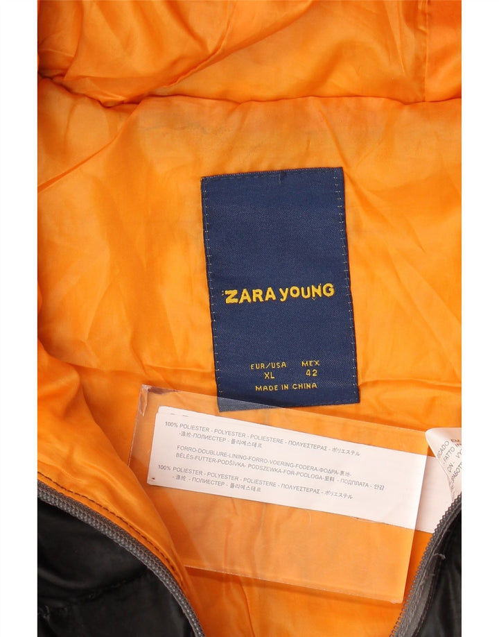 Wyściełana kurtka chłopięca z kapturem Zara 13-14 lat XL, czarna, poliestrowa