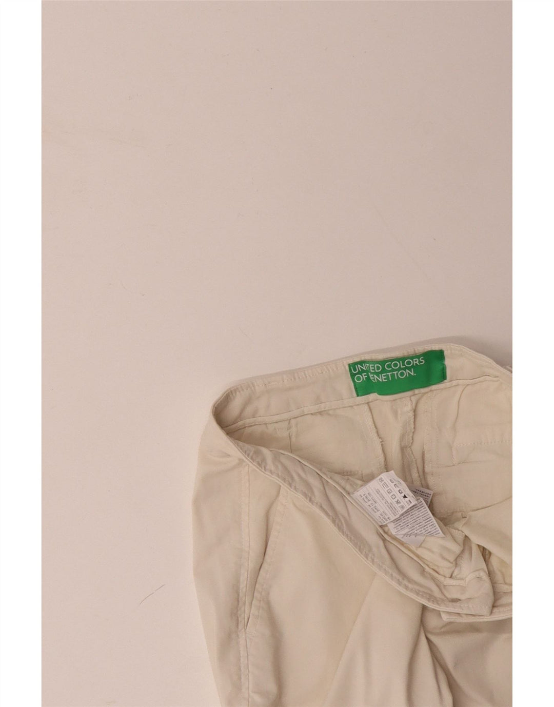 Damskie spodnie typu chino BENETTON UK 12 Medium W32 L28 Złamana biała bawełna