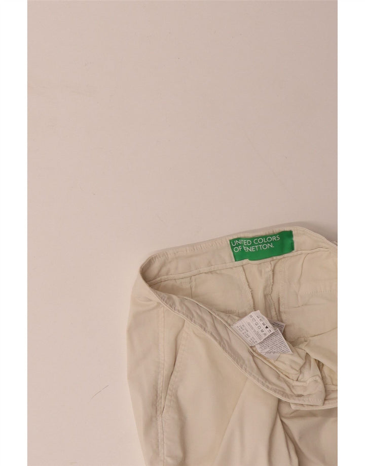 Damskie spodnie typu chino BENETTON UK 12 Medium W32 L28 Złamana biała bawełna