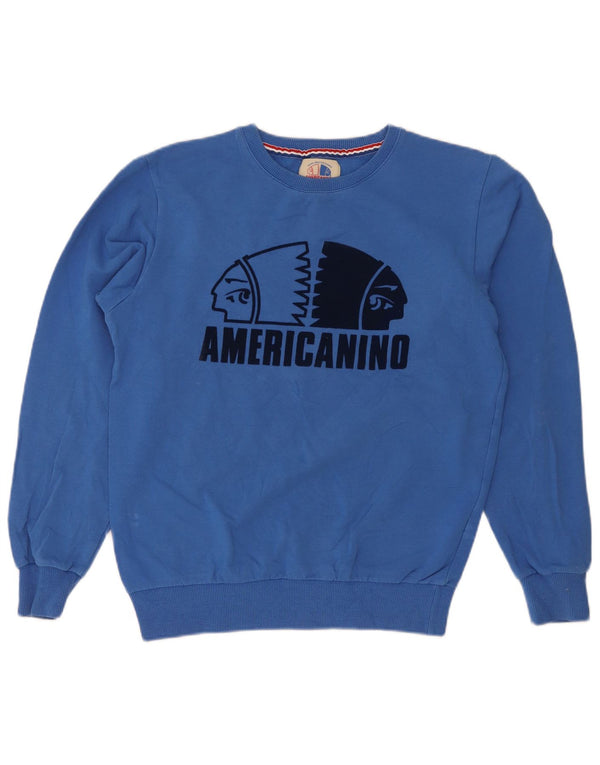 Bluza chłopięca Americanino z grafiką, 13-14 lat, niebieska bawełna