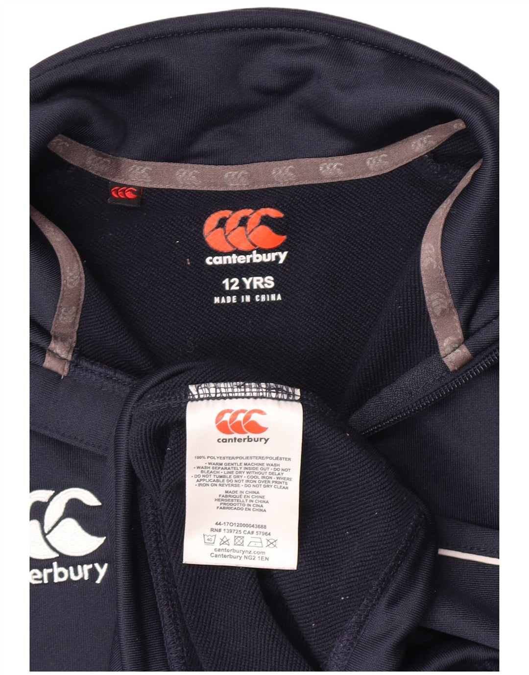 Chłopięcy sweter z zamkiem błyskawicznym Canterbury 11-12 lat, granatowy, poliester