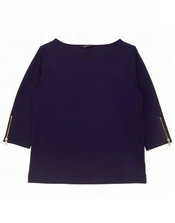 Marks & Spencer Damski top z rękawem 3/4 UK 22 2XL Granatowa wiskoza