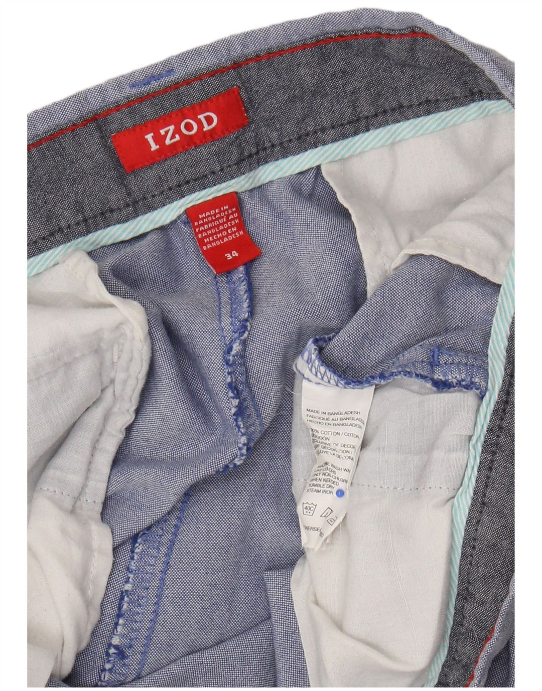 Męskie spodenki Chino IZOD W34, duże, niebieskie, bawełniane