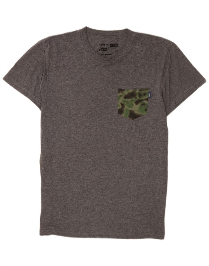 T-shirt męski Vans o dopasowanym kroju, średnioszary, bawełniany w cętki