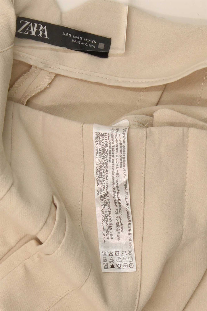 ZARA Womens Slim Casual Trousers Small W26 L27 Beige Polyester