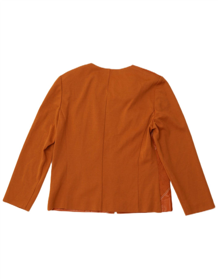 PIERRE CARDIN Damski sweter kardigan UK 14 Średni brązowy patchworkowy wełniany