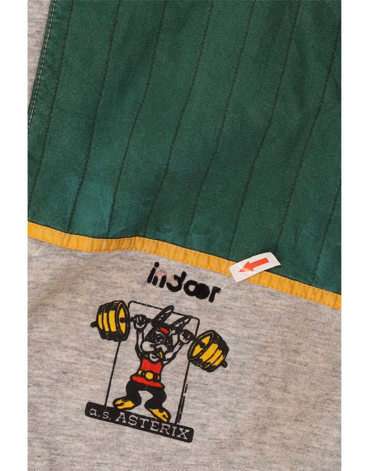 Męska bluza dresowa bez rękawów w stylu vintage, duża, szara, z blokami kolorów