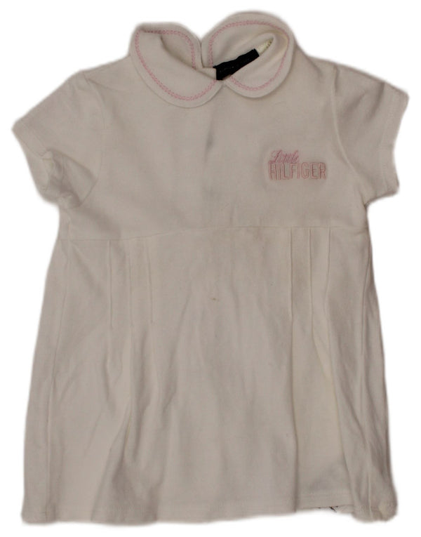 TOMMY HILFIGER Dziewczęca sukienka o linii A z grafiką, 6-9 miesięcy, biała, bawełniana