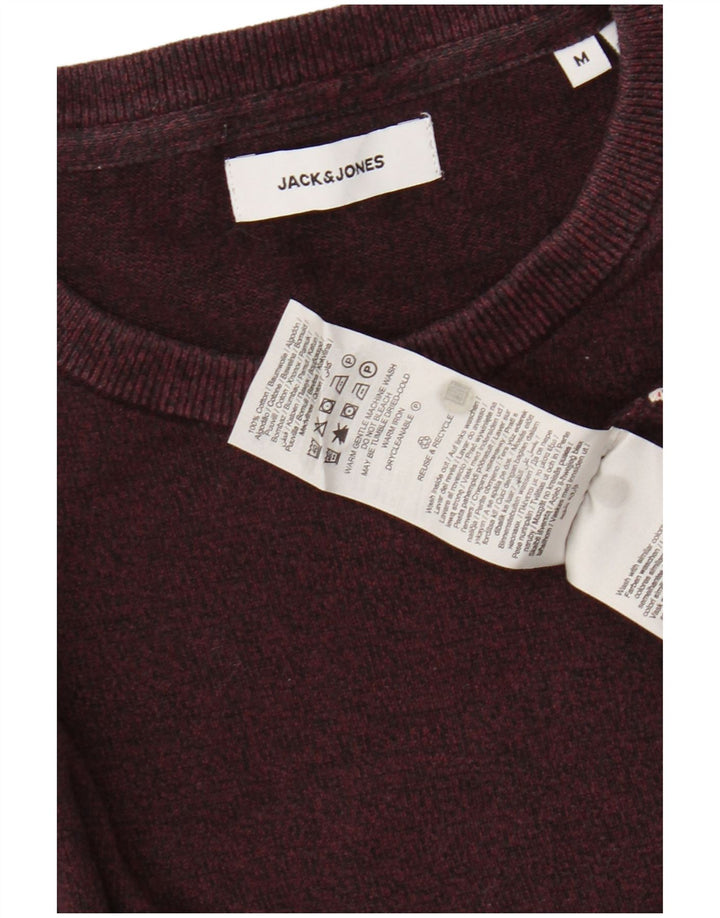 Męski sweter JACK & JONES z okrągłym dekoltem, średnia, bordowa bawełna