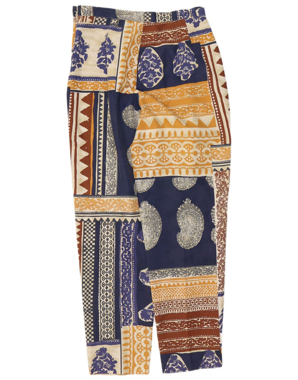 Vintage damskie spodnie zwężane UK 14 duże W28 L30 wielokolorowe paisley