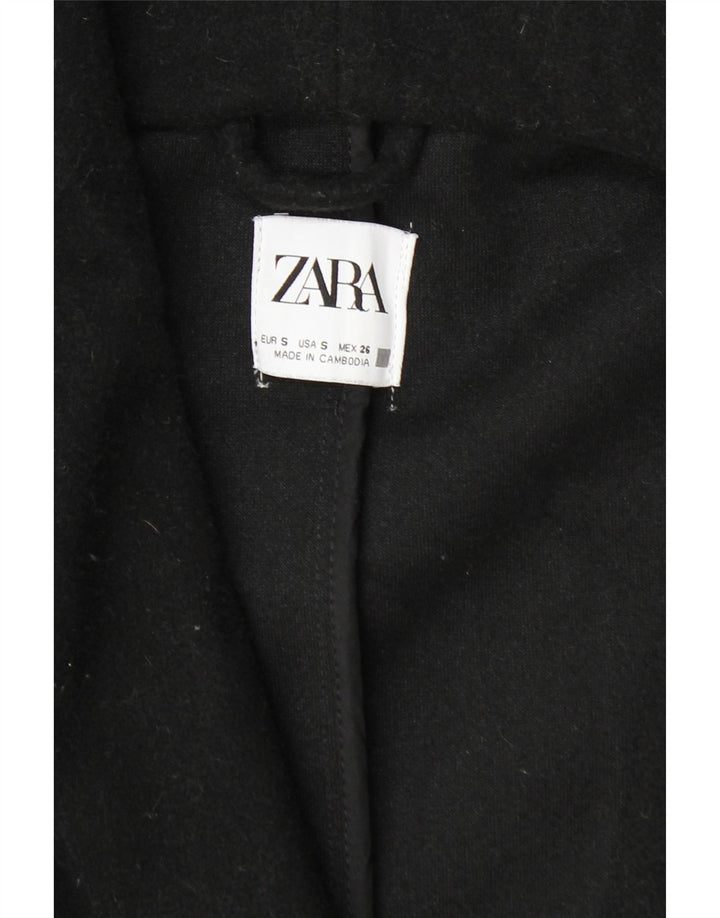 Damski płaszcz z kapturem, oversize, dwurzędowy Zara UK 10 Small Black