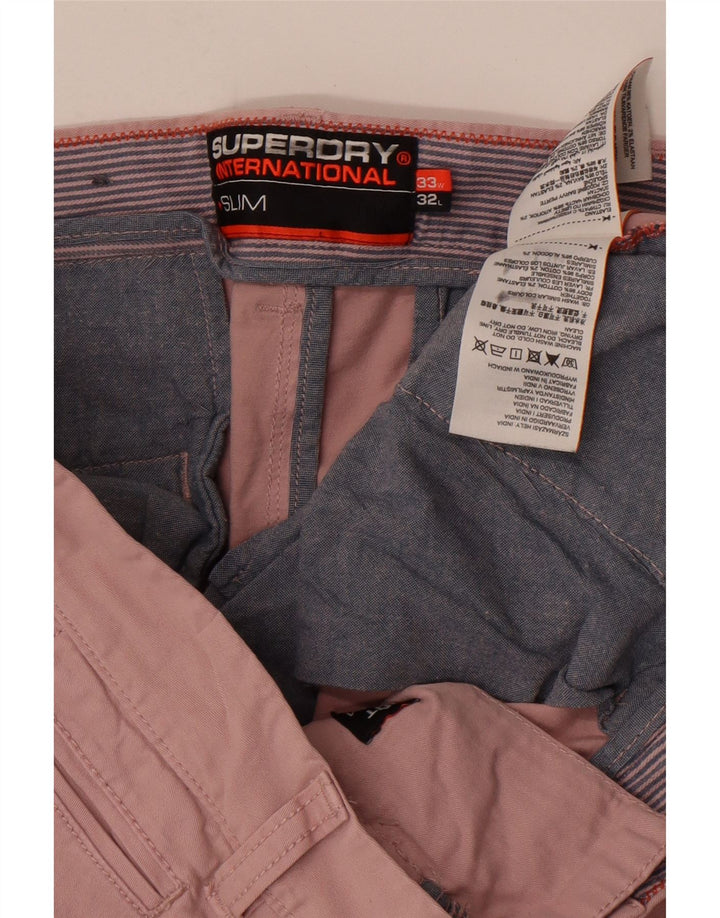 Męskie spodnie typu slim chino Superdry W33 L32 Różowa bawełna