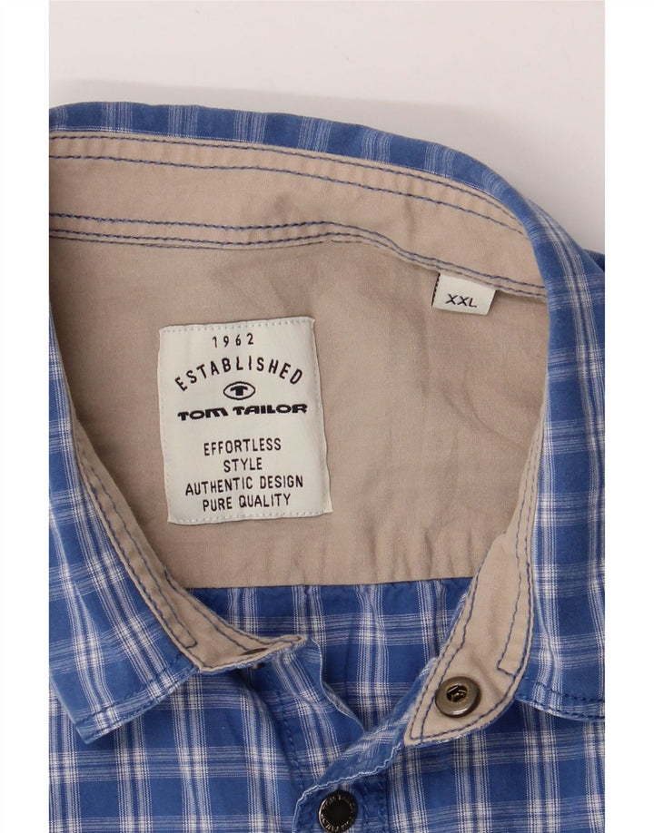 TOM TAILOR Mens Shirt 2XL Blue Check Cotton Vintage Tom Tailor and Second-Hand Tom Tailor from Messina Hembry 
