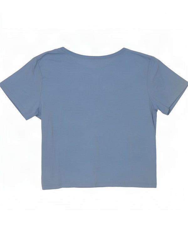 Damska koszulka Crop Top Hollister UK 8 Small, niebieska, bawełniana