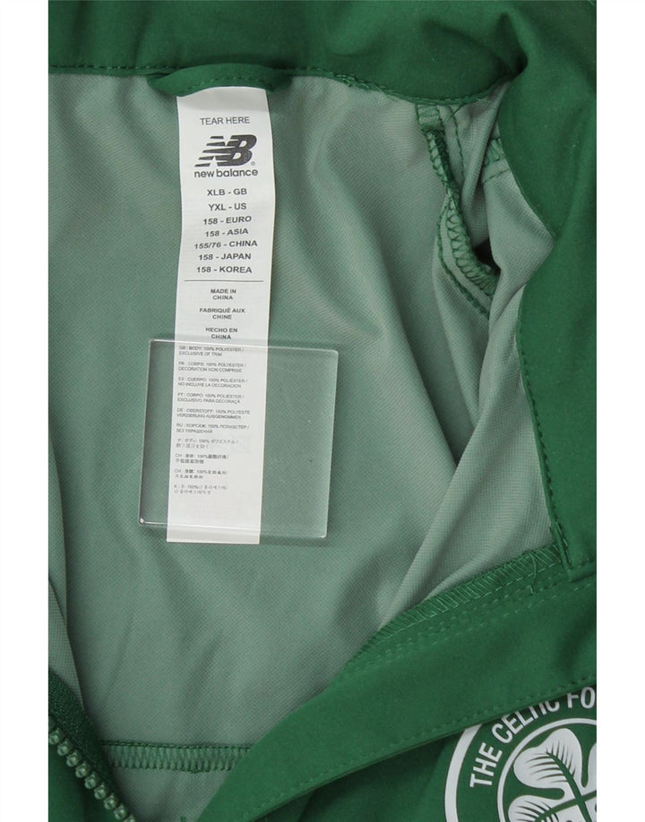 NEW BALANCE Boys Hooded Rain Jacket 13-14 Years XL Green Polyester Vintage New Balance and Second-Hand New Balance from Messina Hembry 