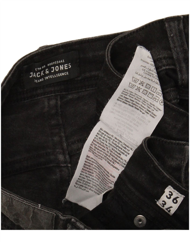 JACK & JONES Męskie jeansy Liam Skinny W36 L31 Czarne bawełniane