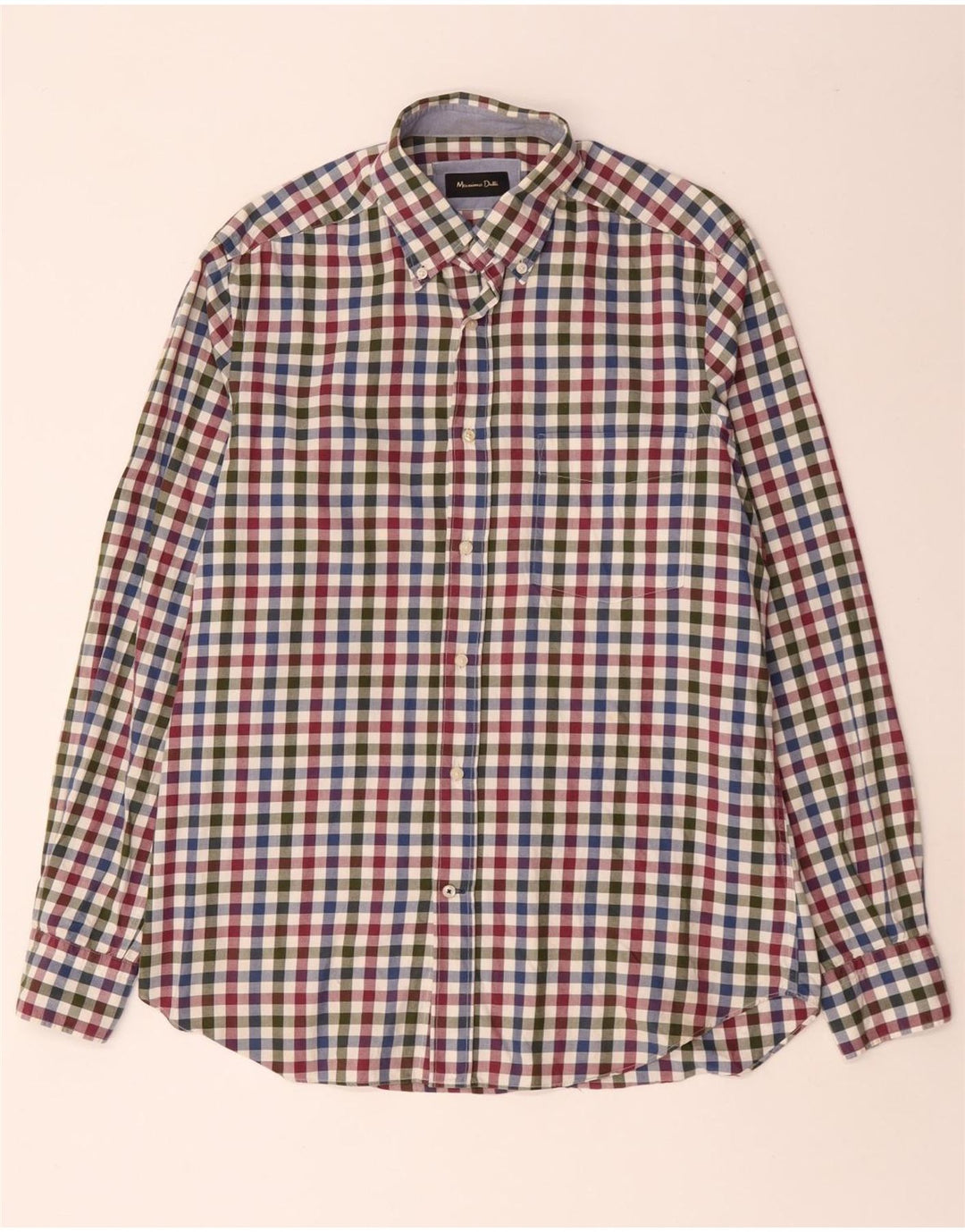 MASSIMO DUTTI Męska koszula flanelowa, średnia wielokolorowa bawełniana kratka