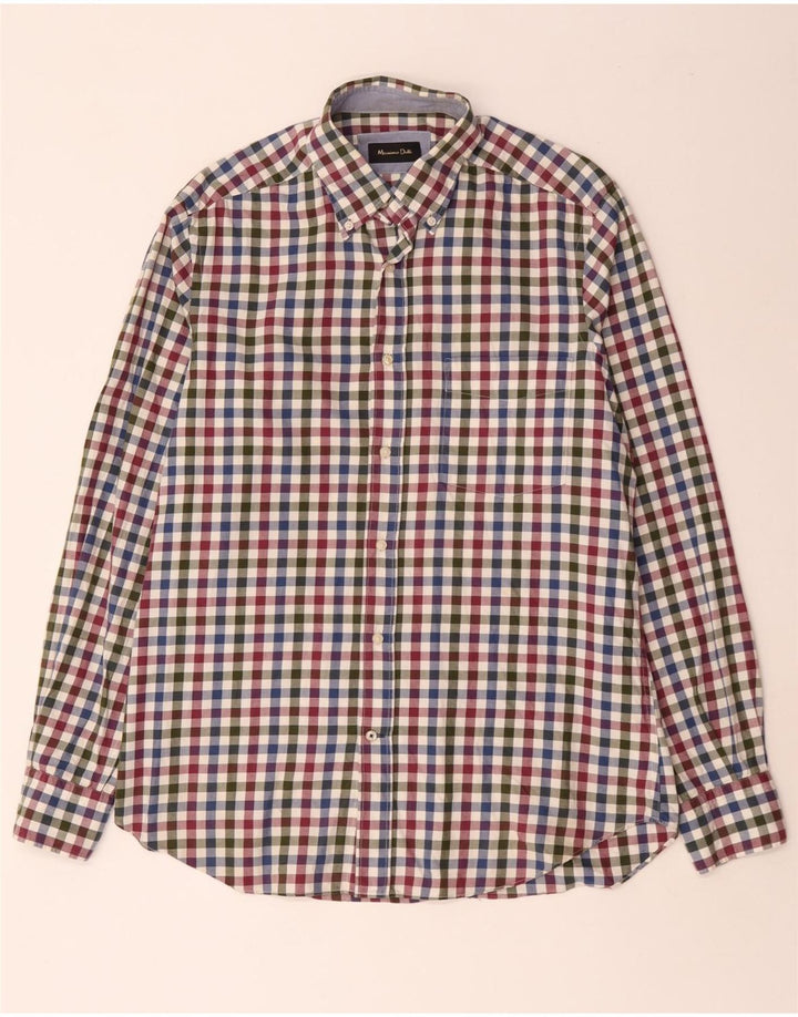 MASSIMO DUTTI Męska koszula flanelowa, średnia wielokolorowa bawełniana kratka
