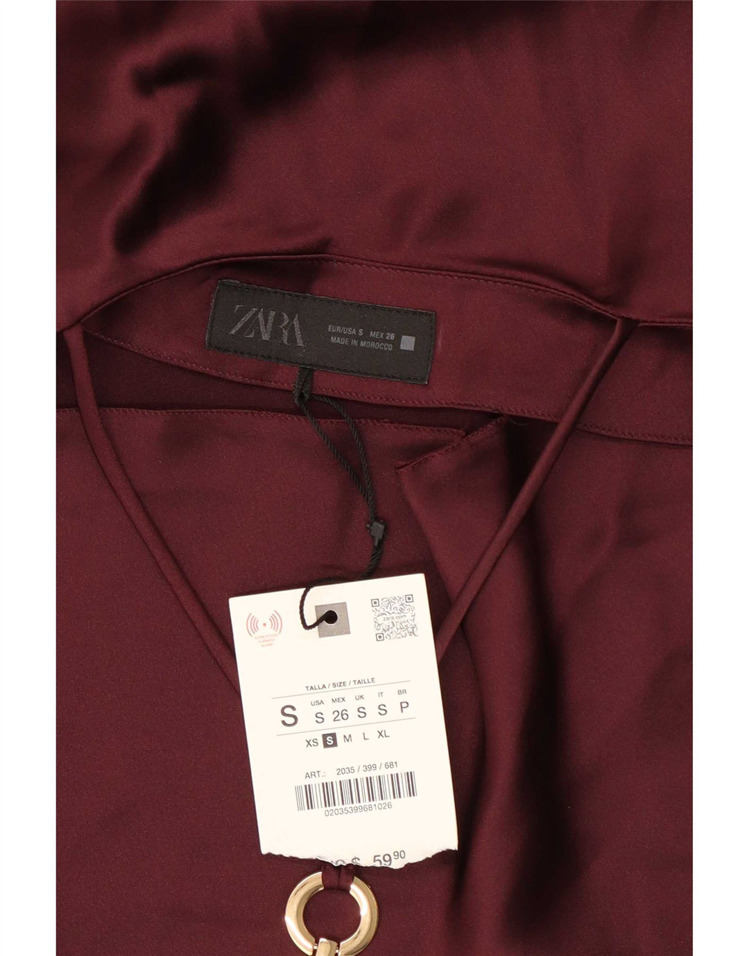 Damska sukienka wiązana na szyi Zara UK 10 Small Burgundowy poliester