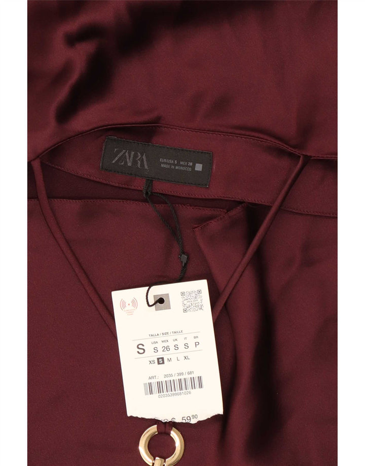 Damska sukienka wiązana na szyi Zara UK 10 Small Burgundowy poliester
