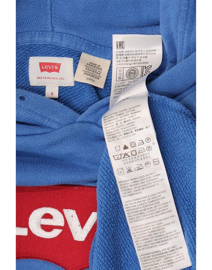 Męski sweter z kapturem i grafiką LEVI'S, mały, niebieski, bawełniany