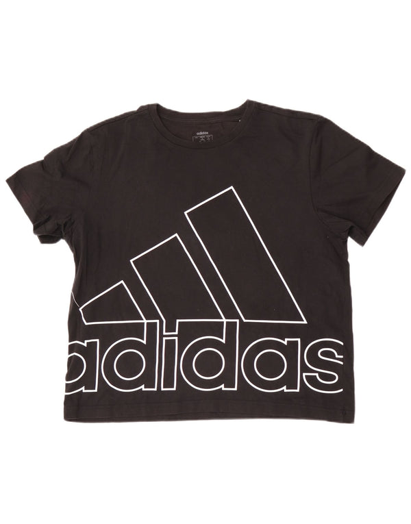 Damska koszulka Adidas Crop Graphic Top UK 12/14 Średnia czarna bawełna