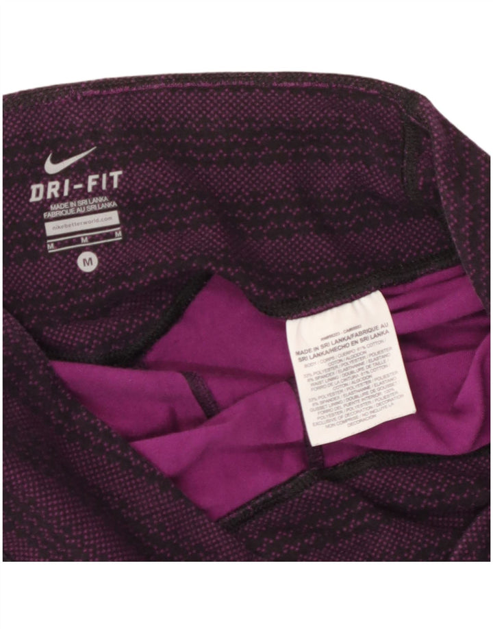 Damskie legginsy NIKE Dri Fit Capri UK 14, bawełna w średnie fioletowe paski