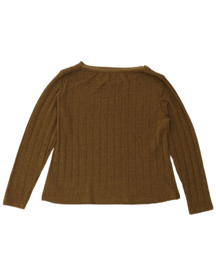 Marks & Spencer Damski top z długim rękawem, UK 12, średni, khaki, poliester