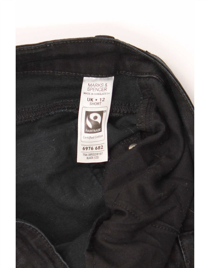 Krótkie jeansy damskie Marks & Spencer Bootcut UK 12 Medium W34 L27 Czarne