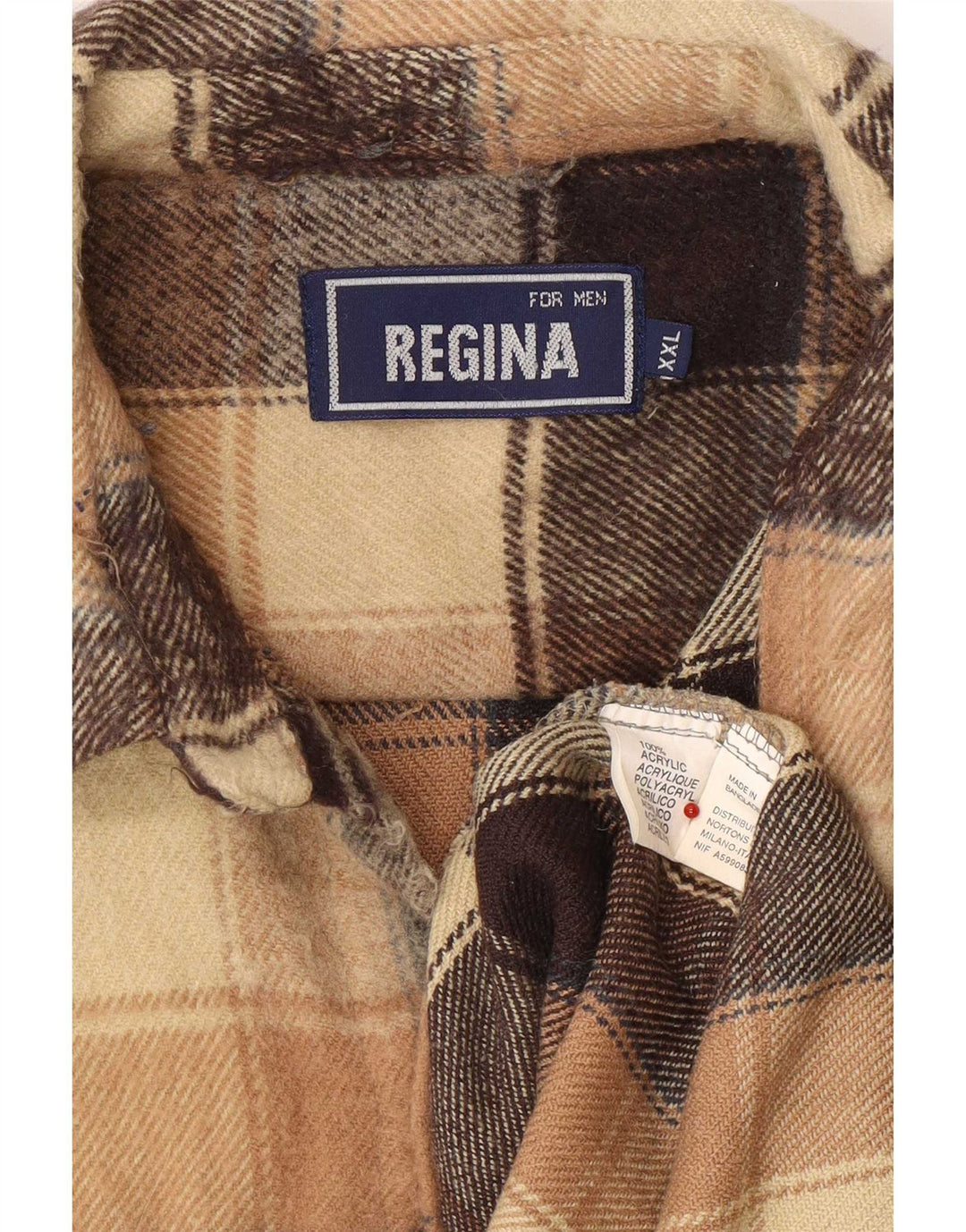 Koszula flanelowa męska Regina 2XL w beżową kratkę, akryl