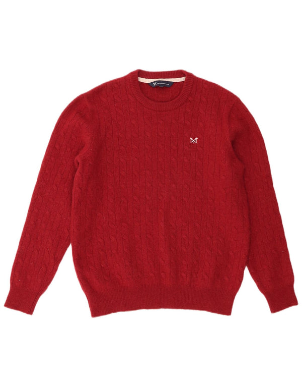 Crew Clothing Męski sweter z kołnierzykiem, średnio czerwony, z owczej wełny
