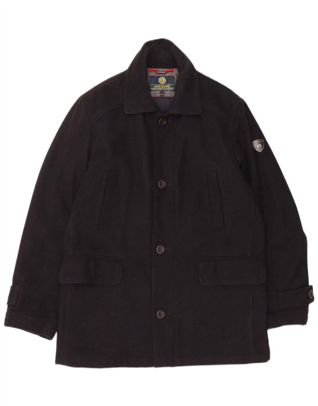 Płaszcz męski NAVIGARE UK 38, średni czarny wełniany