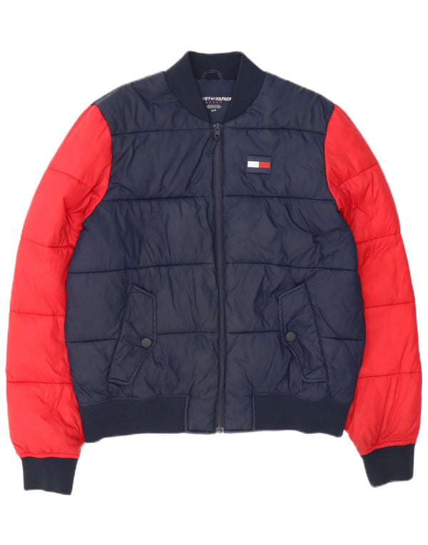 Męska ocieplana kurtka Tommy Hilfiger UK 36, mała, granatowa, z blokami kolorów