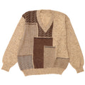 Męski sweter w stylu vintage z dekoltem w szpic IT 48 Średni beżowy wełniany blok kolorów