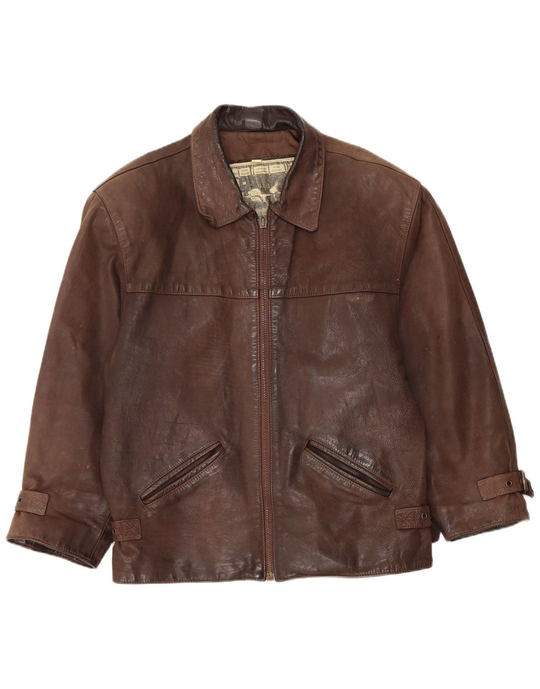 Vintage męska kurtka skórzana UK 36 Small Brown