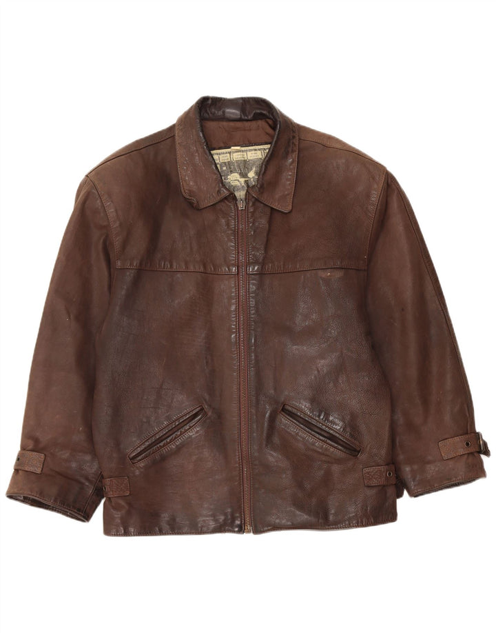 Vintage męska kurtka skórzana UK 36 Small Brown