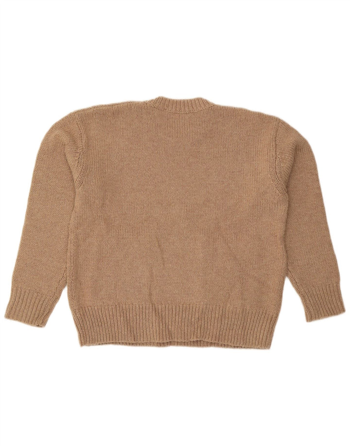 Damski sweter oversize Zara z okrągłym dekoltem, UK 10, mały, beżowy poliester