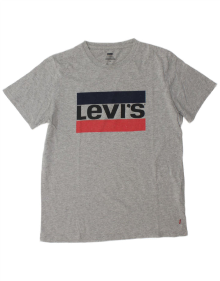 Męski T-shirt z grafiką Levi's, duży, szary, z bawełny w plamki