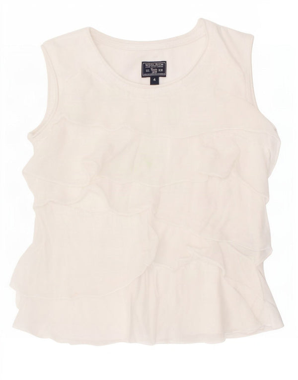 Woolrich Girls Sleeveless Blouse Top 3-4 Years White Cotton