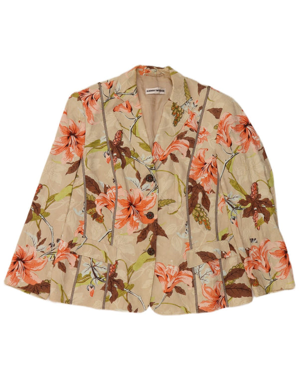 Damska marynarka GERRY WEBER z rękawem 3/4 UK 20 2XL w kolorze beżowym w kwiaty
