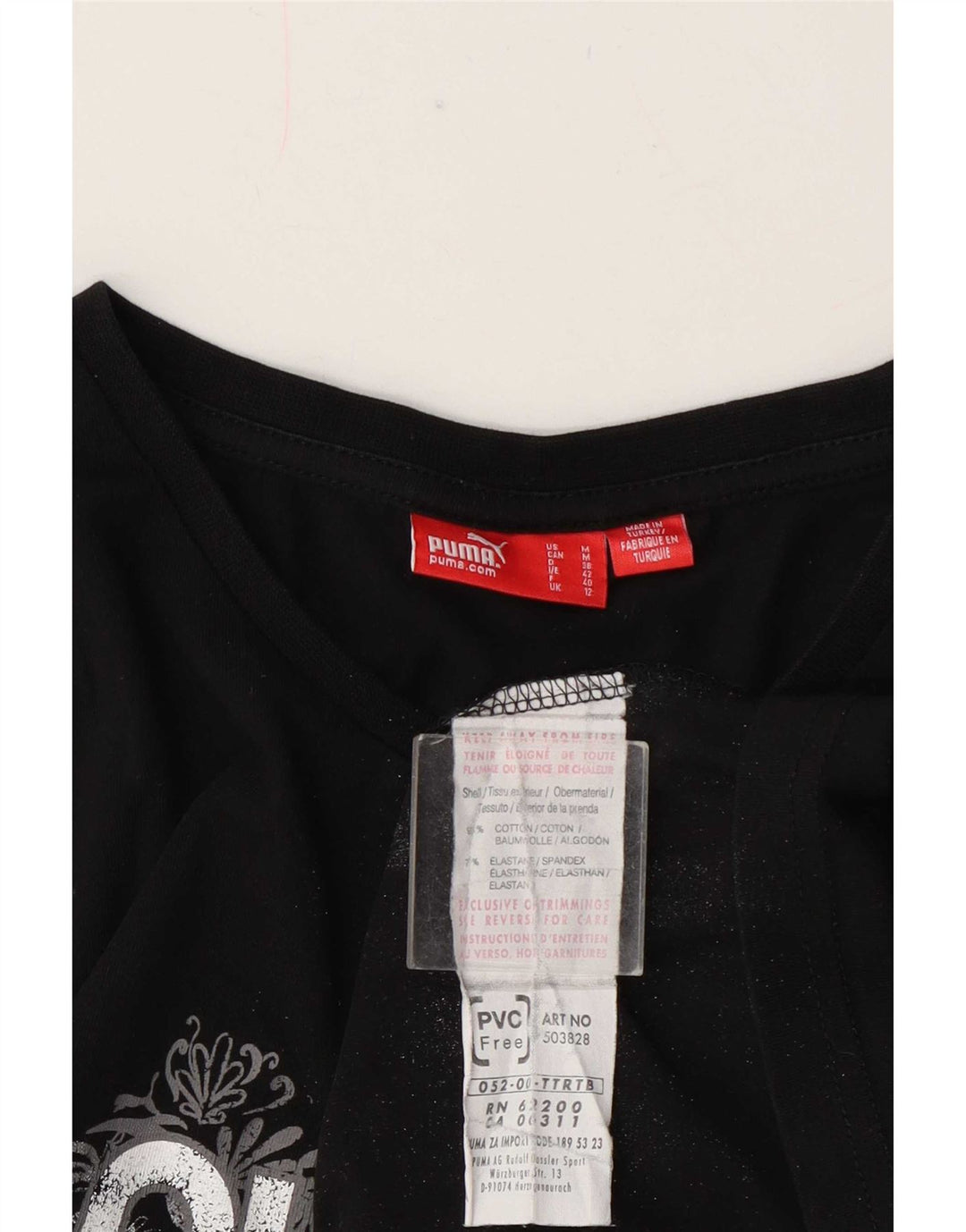 Damska koszulka Puma Regular Graphic Top UK 12, średnia czarna bawełna