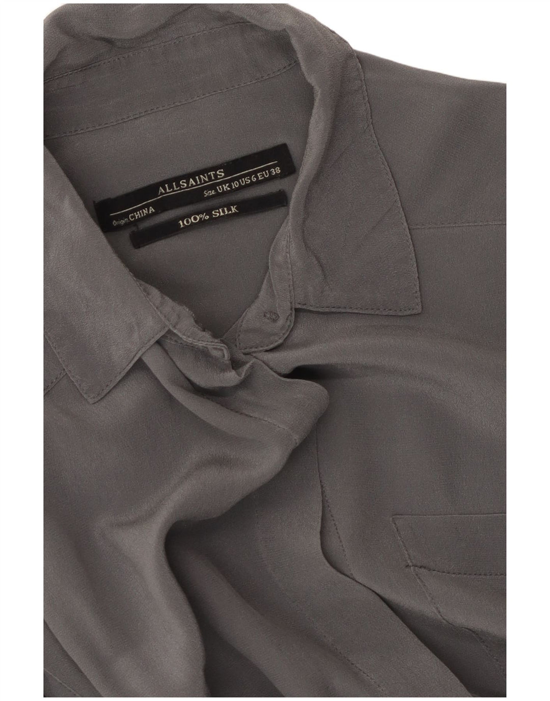 Damska sukienka koszulowa oversize ALL SAINTS UK 10 Small, szara, jedwabna