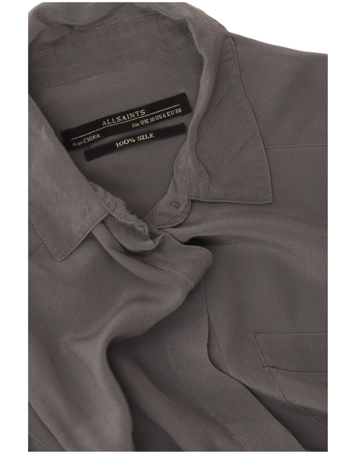 Damska sukienka koszulowa oversize ALL SAINTS UK 10 Small, szara, jedwabna