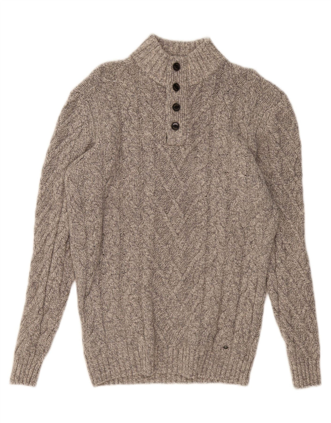 WESTBURY Męski sweter zapinany na guziki, średnioszary, wełniany