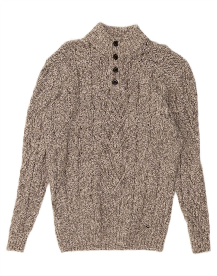 WESTBURY Męski sweter zapinany na guziki, średnioszary, wełniany