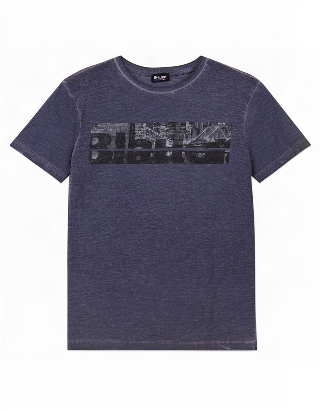 Męski T-shirt z grafiką Blauer, średni granatowy