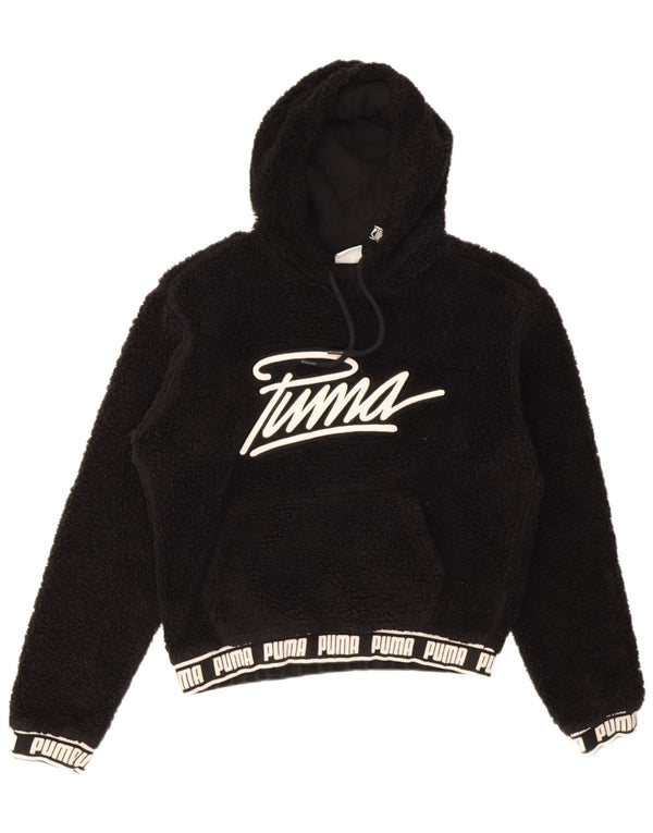 Damska bluza polarowa z kapturem Puma z grafiką UK 12, średnia czarna