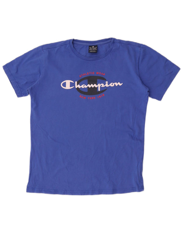 Chłopięcy T-shirt z grafiką Champion, 15-16 lat, 2XL, niebieska bawełna