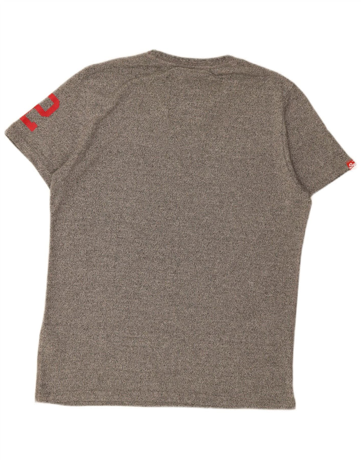 Męski T-shirt Superdry z grafiką, duży, szary, bawełniany w cętki